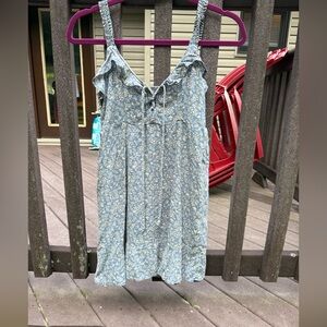 Floral Blue Sleeveless Dress